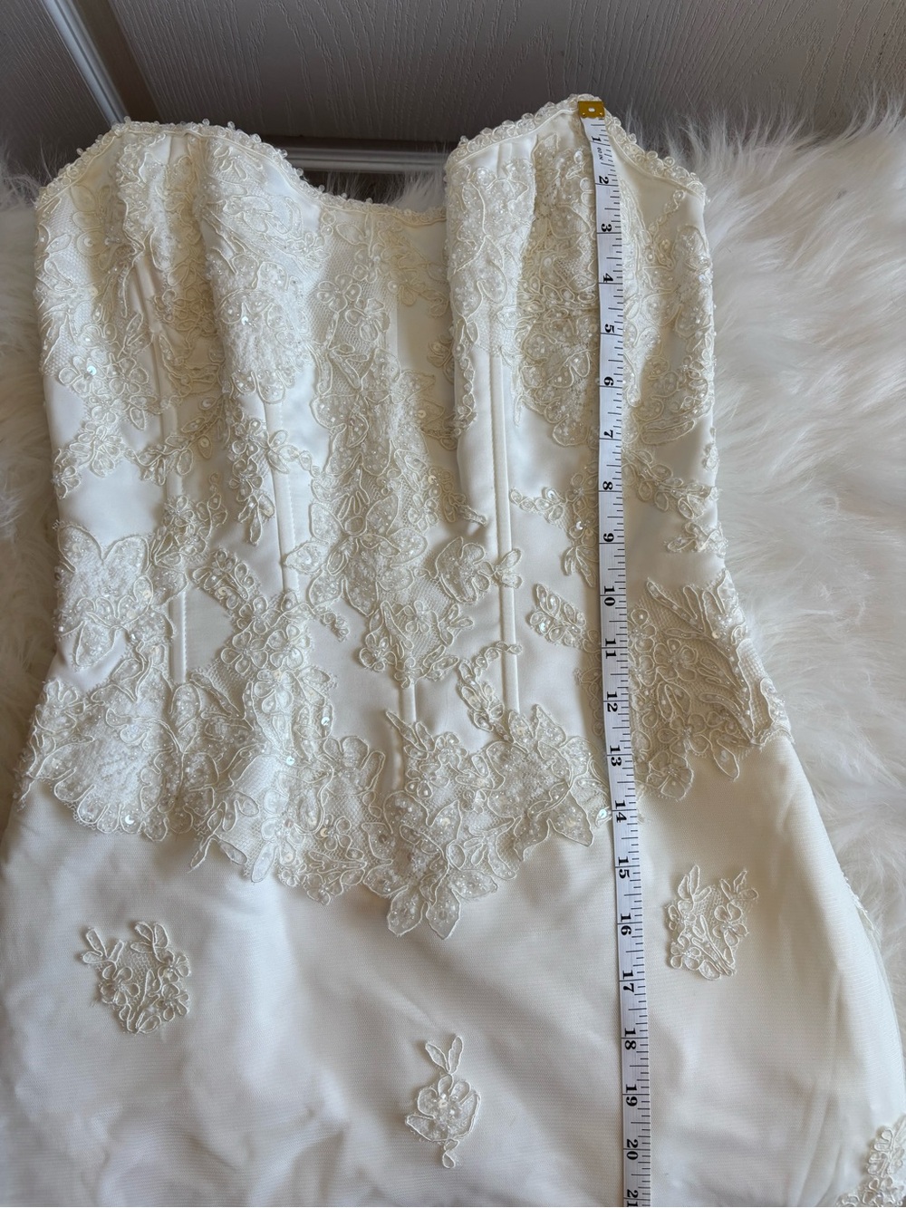 Strapless Lace A-Line Wedding Gown in Ivory - Picture 11 of 16